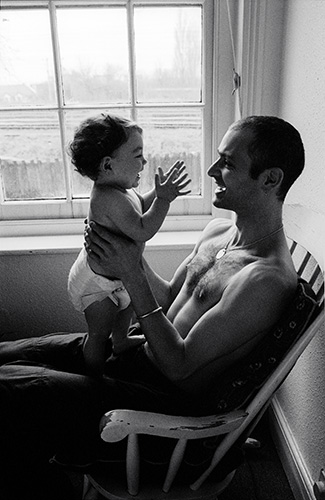 Father & toddler with window light, orginal 20x16"